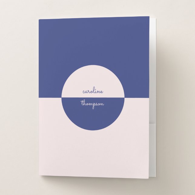 Geometric Purple Pink Shapes & Script Name Pocket Folder (Front)