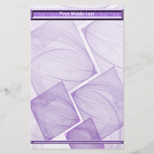 Geometric Purple Shapes Abstract Personalized Stationery (Front)