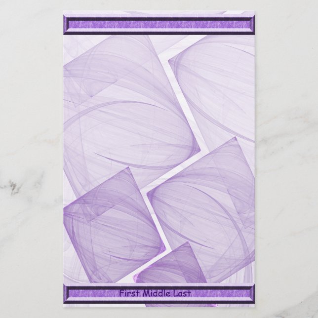 Geometric Purple Squares Abstract Stationery (Front)