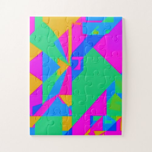 Geometric Puzzle in Bold Neon Colors