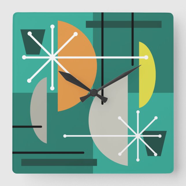 Geometric Quadrants Abstract Art Square Wall Clock (Front)