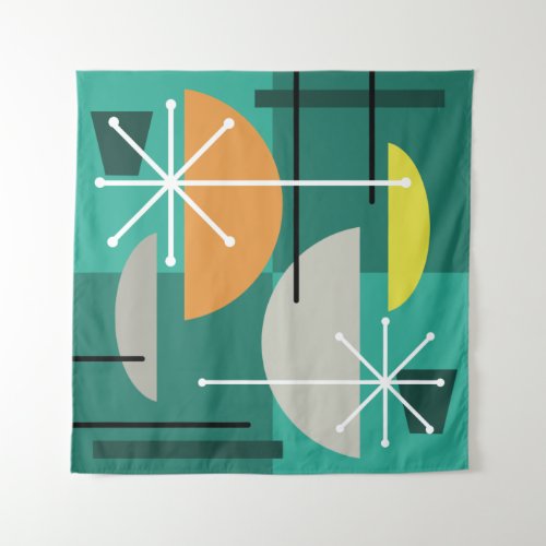 Geometric Quadrants Abstract Art Tapestry