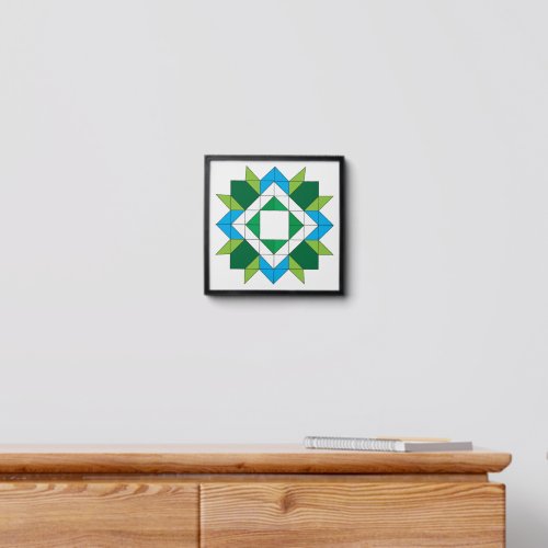 Geometric Quilt Star Mosaic Pattern Blue Green Sin Peel And Stick Photo Tile