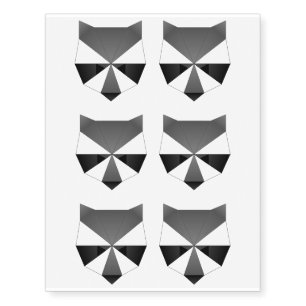 Geometric Raccoon Face Temporary Tattoos