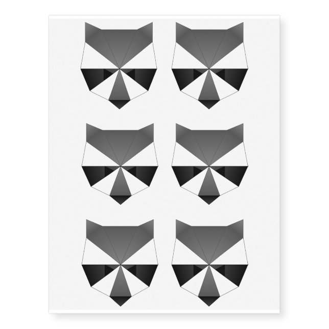 Geometric Raccoon Face Temporary Tattoos (Front)