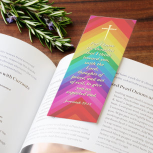Geometric Rainbow Arch Nails Cross Bible Verse Bookmarks
