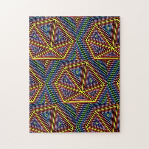 Geometric Rainbow Colored Pizzas Abstract Line Art Jigsaw Puzzle