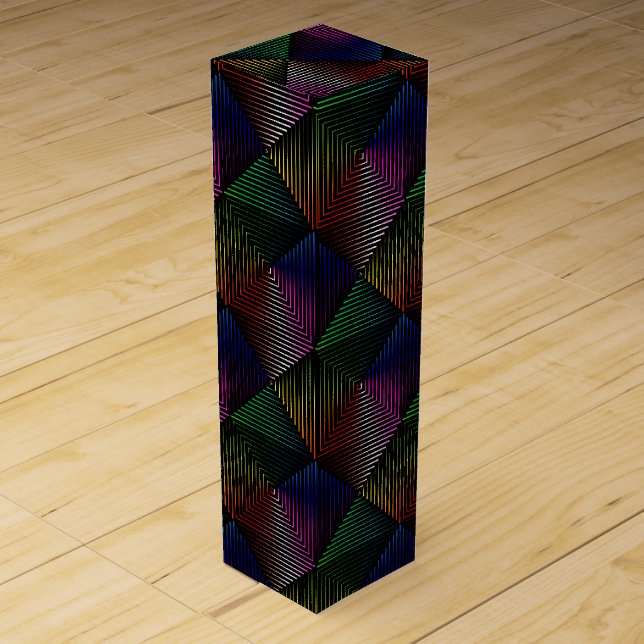 Geometric Rainbow Design  Wine Box (Front)