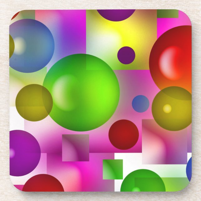 Geometric Rainbow Drink Coaster (Front)