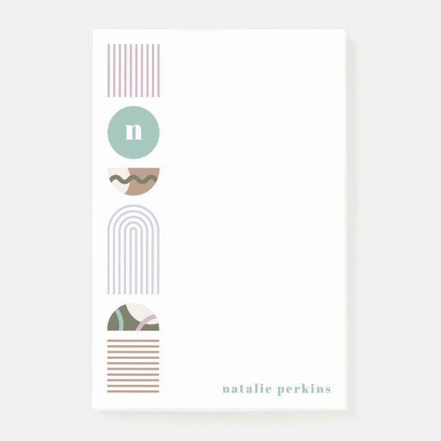 Geometric Rainbow Monogram Notes - Green (Front)