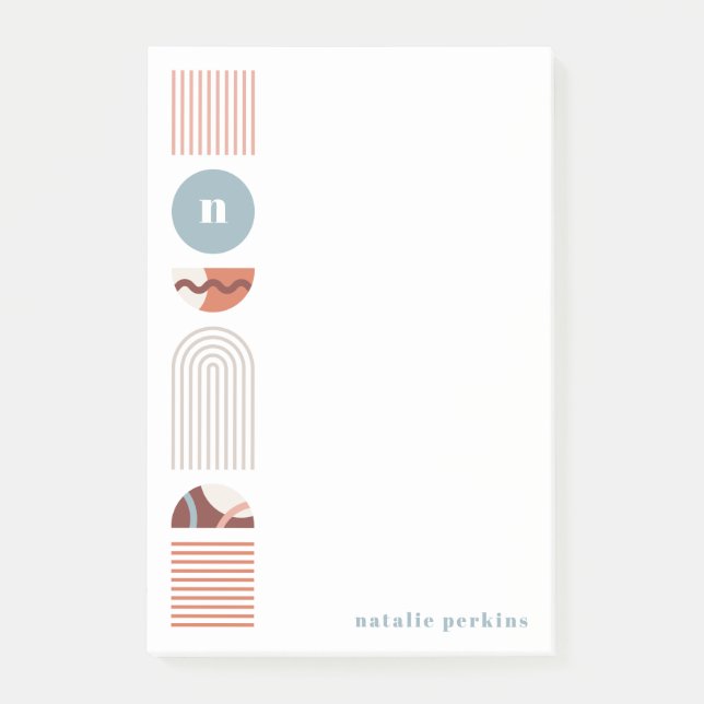 Geometric Rainbow Monogram Notes - Orange (Front)