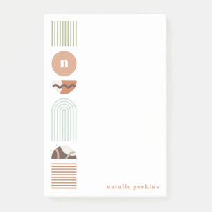 Geometric Rainbow Monogram Post-It Notes - Brown