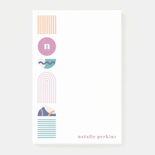 Geometric Rainbow Monogram Post-It Notes - Purple
