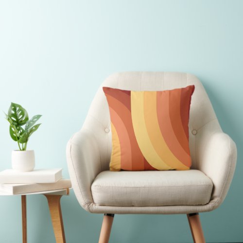 Geometric Rainbow Pattern in Terracotta Gold Throw Pillow