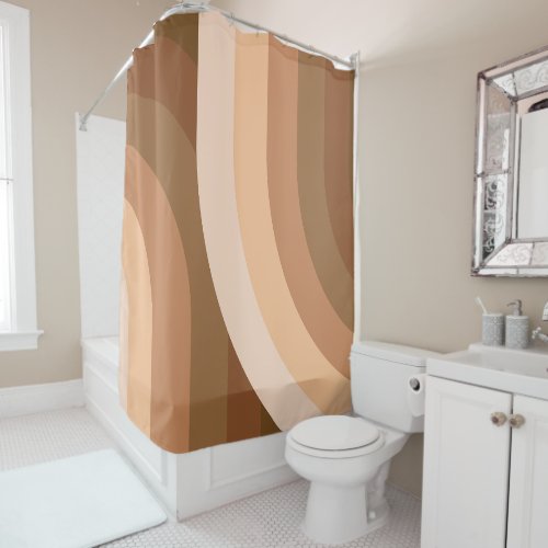 Geometric Rainbow Pattern Rustic Terracotta Brown Shower Curtain