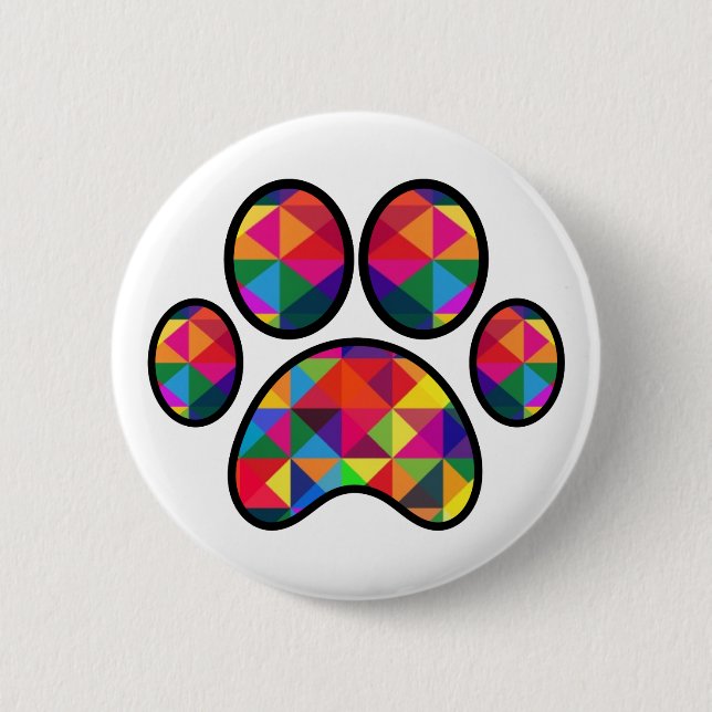 Geometric Rainbow Paw Print Button (Front)