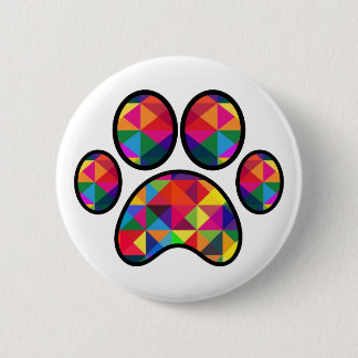 Geometric Rainbow Paw Print Button