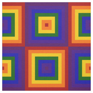 Geometric Rainbow Squares Fabric