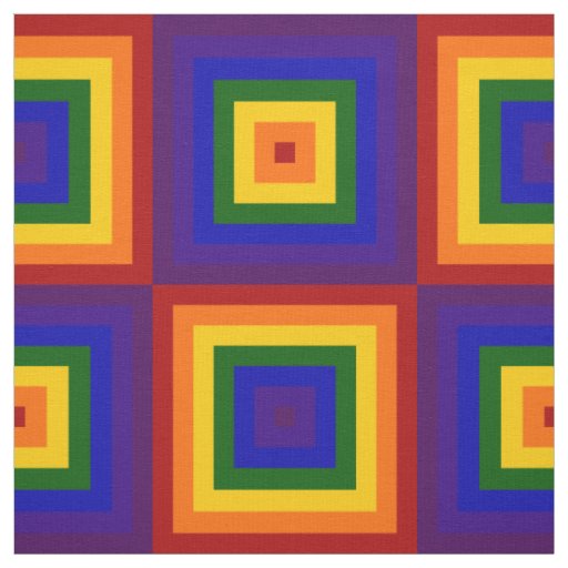 Geometric Rainbow Squares Fabric