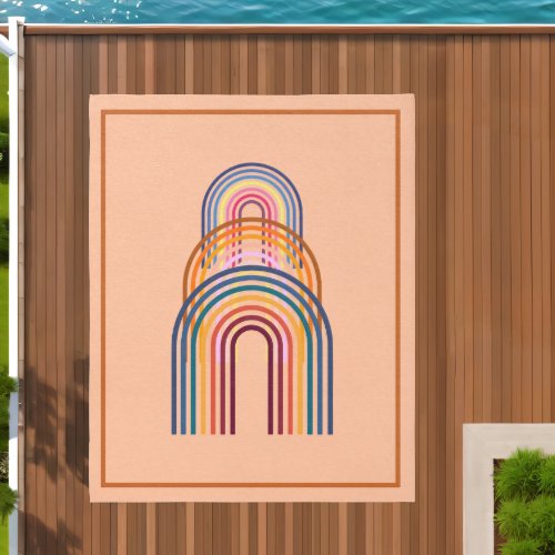 Geometric Rainbow Stack Colorful Modern Peach Chic Outdoor Rug