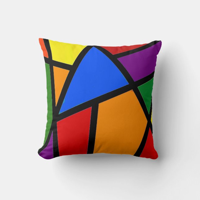 Geometric Rainbow Throw Cushion (Front)