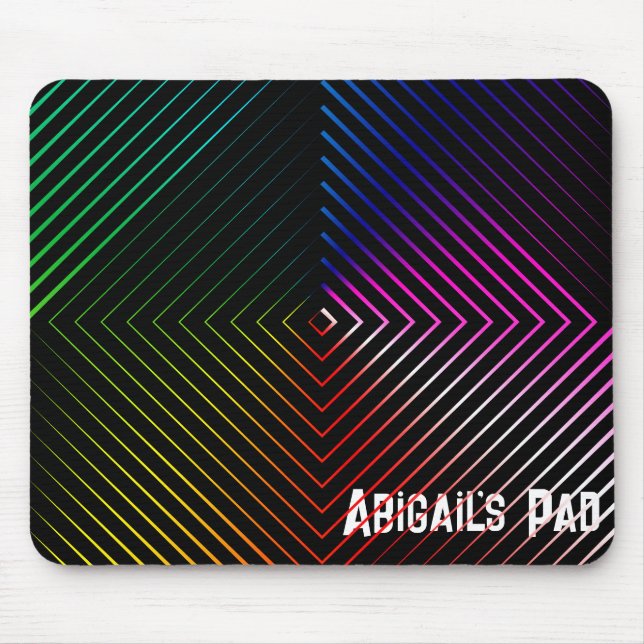 Geometric Rainbow with Name Mouse Pad (Front)