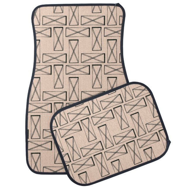 Geometric Rectangle X Design Car Floor Mat (Set)