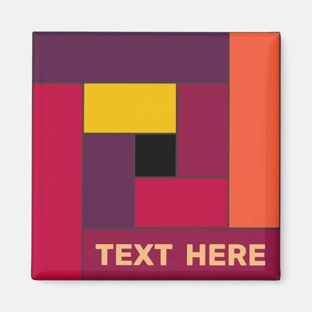 Geometric Rectangles (ver4) with Any Text Magnet (Front)