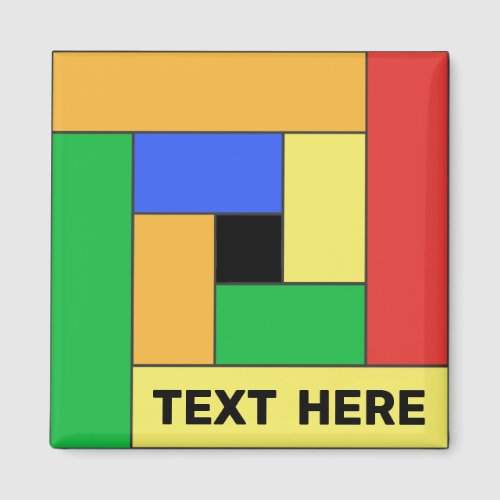 Geometric Rectangles ver9 with Any Text Magnet