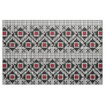 Geometric Red and Black Folk Romanian Motif Fabric