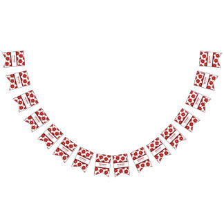 Geometric Red and Gold Floral Bunting Flags