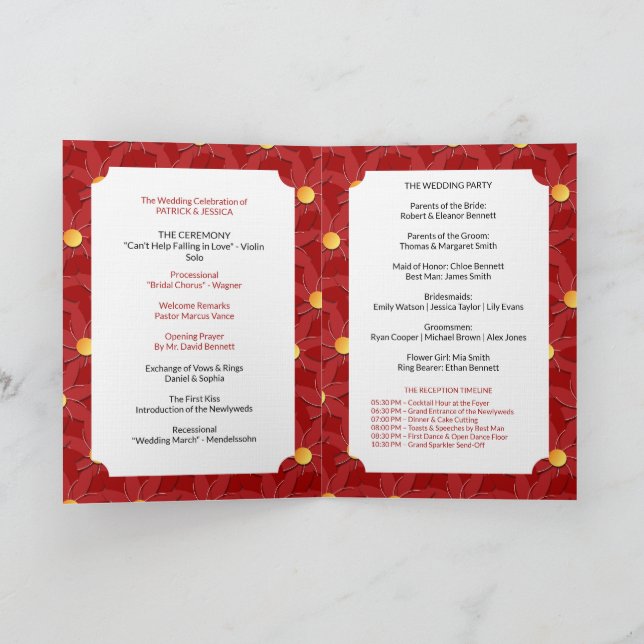 Geometric Red and Gold Floral  Program (Inside)