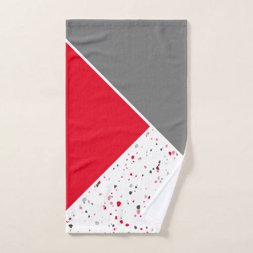 Geometric Red and Grey Terrazzo Hand Towel