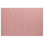 Geometric Red and White Meander Pattern Fabric