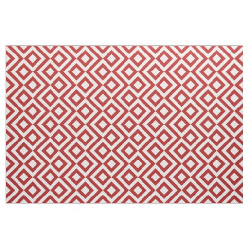 Geometric Red and White Meander Pattern Fabric