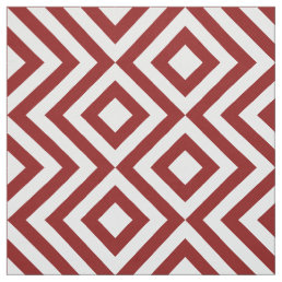 Geometric Red and White Zigzags and Diamonds Fabric