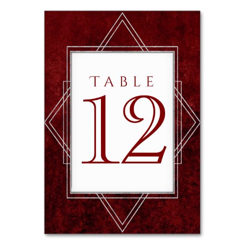 Geometric Red Art Deco  Modern Roarin 20s Table Number