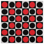 Geometric Red Black Dots  Fabric