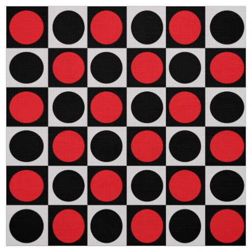 Geometric Red Black Dots  Fabric