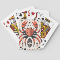 Geometric Red Crab Illustration Poker Cards