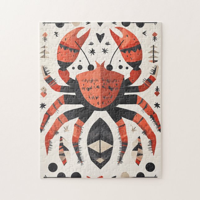 Geometric Red Crab Jigsaw Puzzle (Vertical)