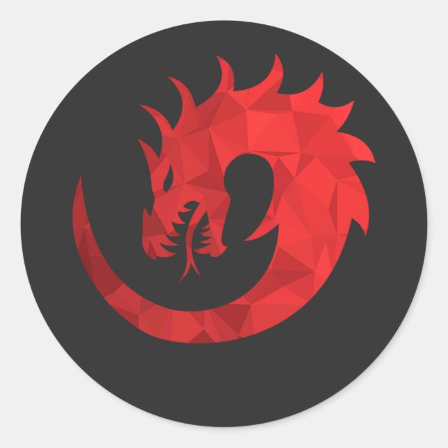 Geometric Red Dragon Circle Vinyl Sticker  (Front)