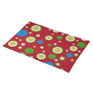 Geometric Red Green Blue Christmas Cloth Placemat
