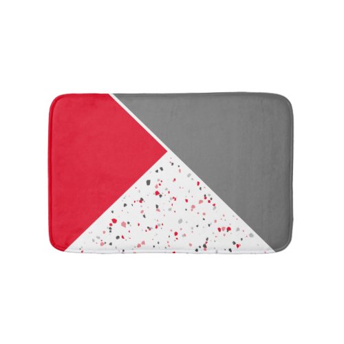 Geometric Red Grey Terrazzo Bath Mat