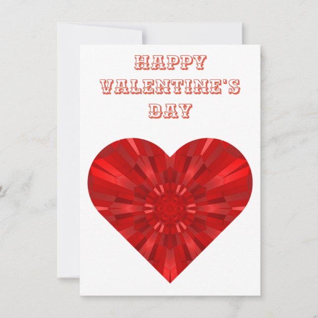 geometric red heart holiday card (Front)