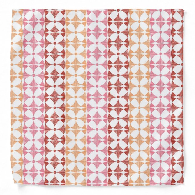 Geometric red ikat stripes pattern bandana (Front)