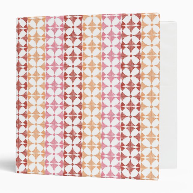 Geometric red ikat stripes pattern binder (Front/Inside)