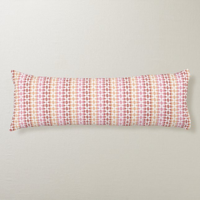 Geometric red ikat stripes pattern body pillow (Front)
