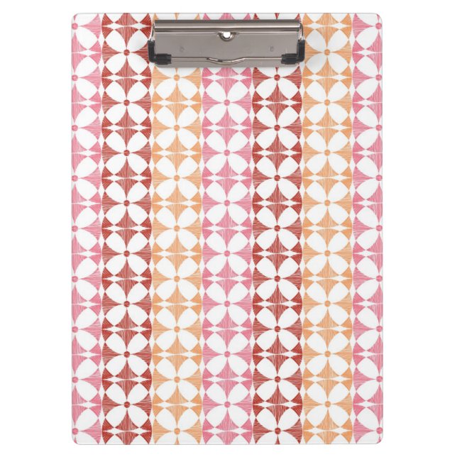 Geometric red ikat stripes pattern clipboard (Front)