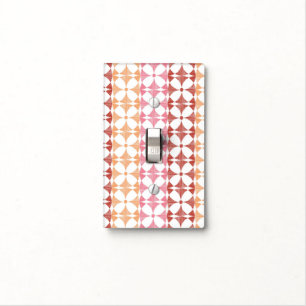 Geometric red ikat stripes pattern light switch cover